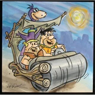 Fred Flintstone, Barney Rubble and Dino Flintstone cartoon, 