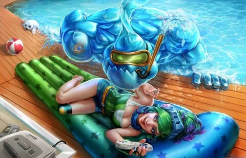 Riven & Zac Pool Party LoLWallpapers