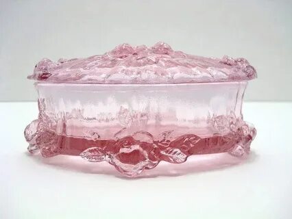 Vintage Fenton Glass Jewelry Trinket Box Dusty Rose Cabbage 