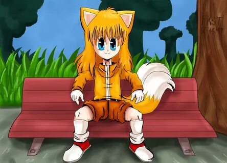 Tails Sitting On A Bench