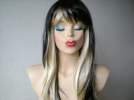 Black/Blonde Ombre wig. 26 Straight layered hair wig. Etsy O