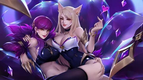 Wallpaper 4k K/DA Ahri and Evelynn League of Legends LoL lol