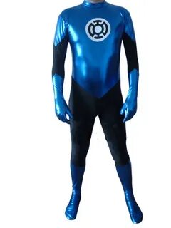 Blue Lantern Corps Costumes Spandex Lycra Shiny Cosplay Hall