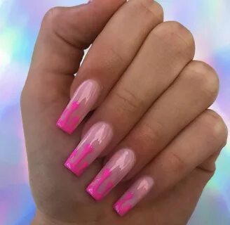 Pinterest: kream Pink acrylic nails, Hot pink nails, Square 