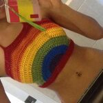 Rainbow Halter Top Crocheted Rainbow Top Women's Etsy Tops d
