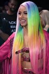 Cardi B's Rainbow Wig Hair styles, Rainbow wig, Lace hair