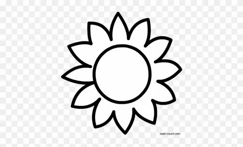 Black And White Sun Flower Clip Art - Sunflower Clipart Blac