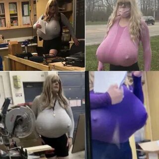 Transgender teacher with giant boobs