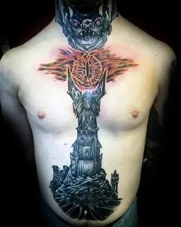 30 Eye Of Sauron Tattoo Designs For Men - Lord Of The Rings 