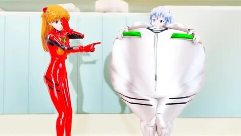 Rei and Asuka plug suits inflation to burst ｜ 俺 の 3D エ ロ 動 画