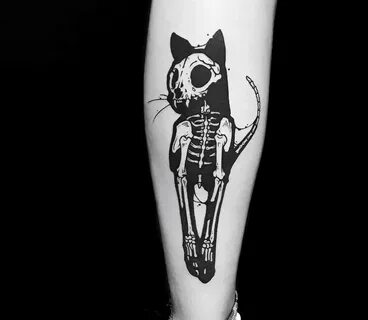 Cat skeleton tattoo by Roy Tsour Photo 30380