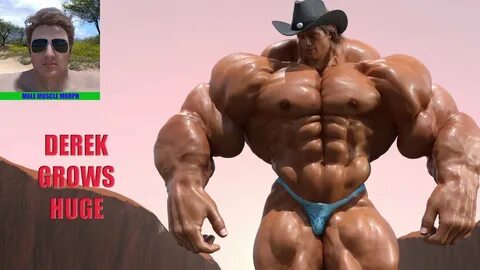 animated muscle growth / Derek grows huge / giant - YouTube