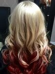 Image result for hair red ends Blonde hair red underneath, R