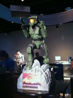 HaloFest - Master Chief statue (Halo 2 pose) in lounge are. 