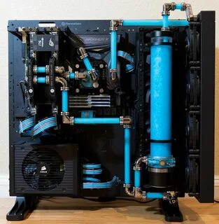 Thermaltake P5 custom water cooled build. See https://photos