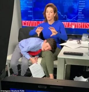 MSNBC anchor Stephanie Ruhle broadcasts with her son on her 
