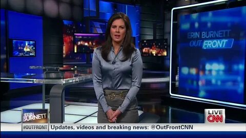 Erin Burnett Wearing Tight Silk& Satin Blouses On CNN’s Erin