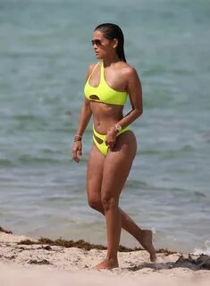 Rocsi Diaz in Neon Yellow Bikini 2019-02 GotCeleb