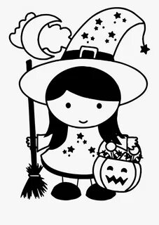 Witch Drawing Girl Cute Anime Hat And Broom Books - Hallowee