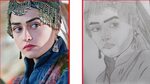 How to draw a sketch of Halima Sultan Ertugrul Ghazi - Easy 