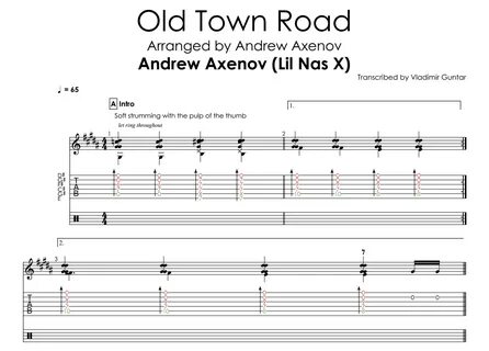 как играть Old Town Road на гитаре фингерстайл ур - Mobile L