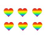 6 Pack Rainbow Heart Sticker Decal Graphic Window Back Glass