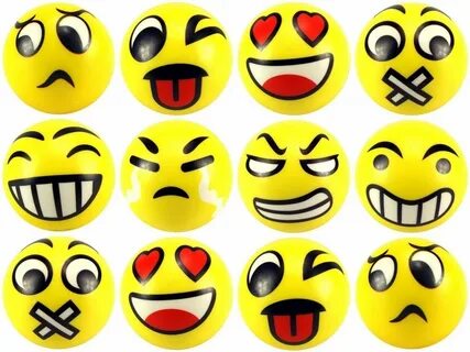 12 pcs Smiley 3 inch Stress Balls Happy Face Emotion Squeeze