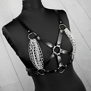Cage Bras & Harnesses Clothing Pole Dance Wear Leather Chain