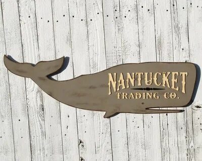 Nantucket baleine en bois signe Moby Dick décor nautique déc