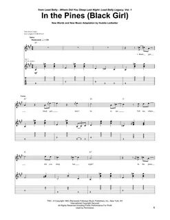 Huddie Ledbetter "In The Pines (Black Girl)" Sheet Music PDF