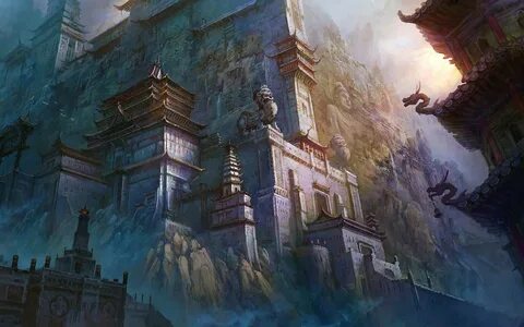 architecture, Paint, Buildings, Fantasy, Art, Artwork, Asian