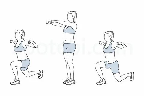 Shoulder Squeeze Reverse Lunge Illustrated Exercise Guide Wo