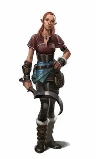 Female Half-Elf Ranger Rogue - Pathfinder PFRPG DND D&D 3.5 