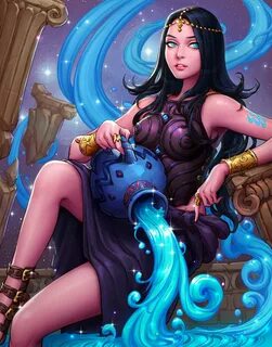 Aquarius girl, Manwook Kim Aquarius art, Aquarius, Zodiac ar