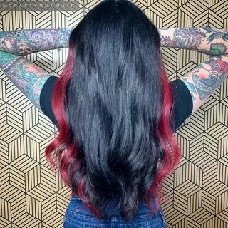 Ombre Black Hair With Red Tips - Krisha Simpson