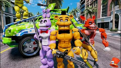 BUFF ANIMATRONIC CRIME FIGHTING TEAM! (GTA 5 Mods FNAF RedHa