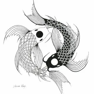 Anna Rezy illustrations on Instagram: "#koi #fish #yinyang #