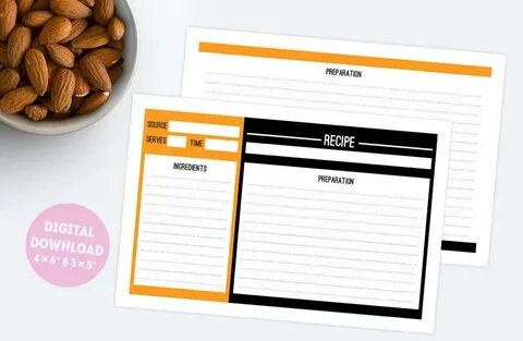 Printable blank recipe cards 4x6 and 3x5 recipe cards black 