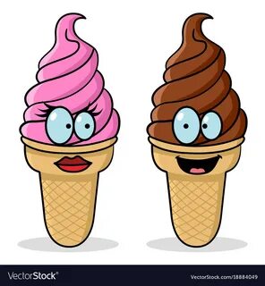 Funny cartoon of strawberry and chocolate flavor Vector Imag