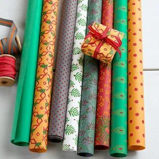 FESTIVE MEDLEY WRAPPING PAPER, SET OF 8 Wrapping paper, Gift