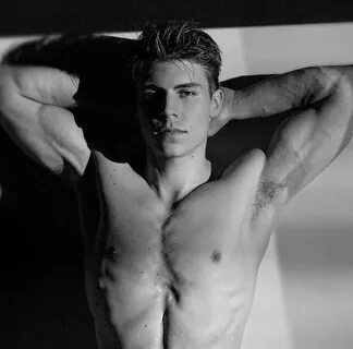 Nolan Gerard Funk - black and white. face. jawline. muscles.