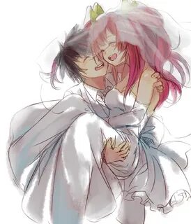 Safebooru - 1boy 1girl blush carrying couple happy kurogane 