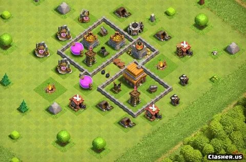 Town Hall 4 TH4 War/Trophy base #60 With Link 4-2020 - War B