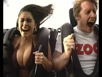 Girls showing bare boobs on rollercoaster rides