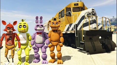 ANIMATRONICS vs DRIVEABLE TRAIN! (GTA 5 Mods FNAF Funny Mome