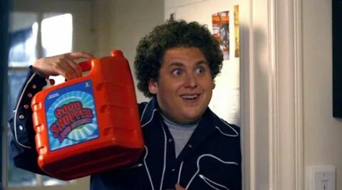 The bottle of detergent "Good Shopper" of Seth (Jonah Hill) 