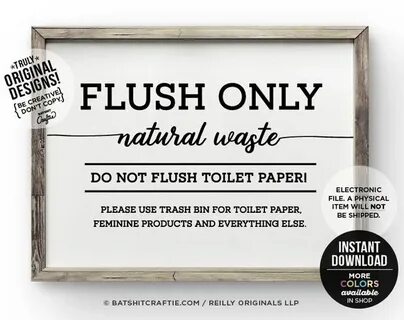 Do Not Flush Toilet Paper PRINTABLE Bathroom Sign Septic Ets