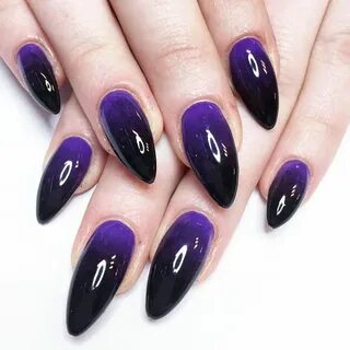 New nails a fabulous purple to black ombré, love it! by @saa