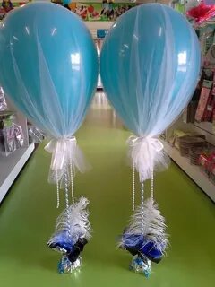 Tulle Balloons Tulle balloons, Baby shower centerpieces, Bri