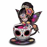 Sweet Jasmine Sugar Skull Fairy in Tea Cup Figurine - Jasmin